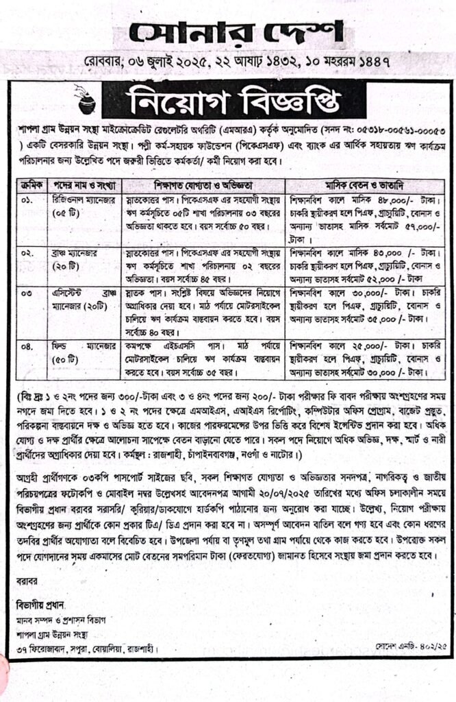 Job Circullar Of Shapla
